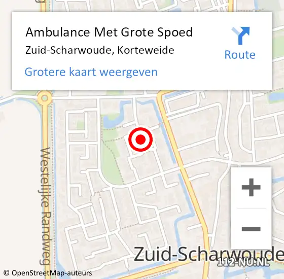 Locatie op kaart van de 112 melding: Ambulance Met Grote Spoed Naar Zuid-Scharwoude, Korteweide op 12 februari 2024 21:14