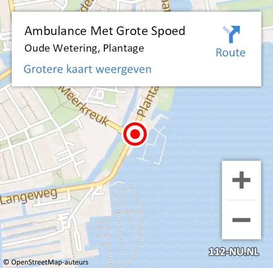 Locatie op kaart van de 112 melding: Ambulance Met Grote Spoed Naar Oude Wetering, Plantage op 12 februari 2024 21:24
