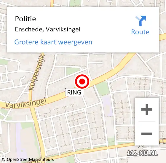 Locatie op kaart van de 112 melding: Politie Enschede, Varviksingel op 12 februari 2024 21:39