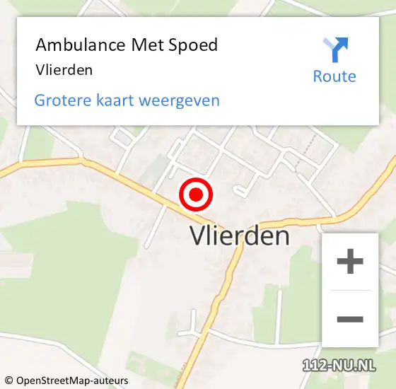 Locatie op kaart van de 112 melding: Ambulance Met Spoed Naar Vlierden op 12 februari 2024 22:27