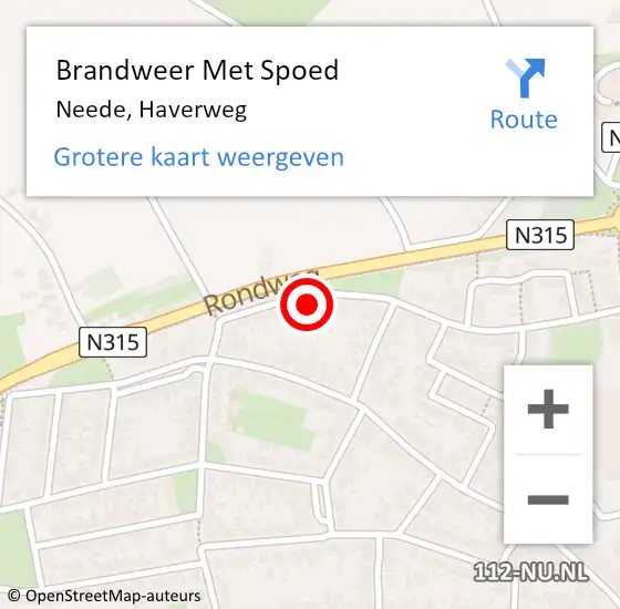 Locatie op kaart van de 112 melding: Brandweer Met Spoed Naar Neede, Haverweg op 12 februari 2024 22:33
