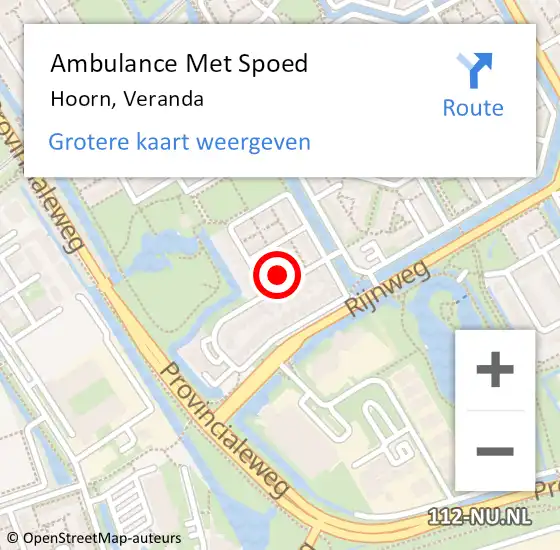 Locatie op kaart van de 112 melding: Ambulance Met Spoed Naar Hoorn, Veranda op 12 februari 2024 22:57