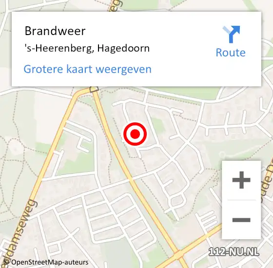 Locatie op kaart van de 112 melding: Brandweer 's-Heerenberg, Hagedoorn op 13 februari 2024 00:02