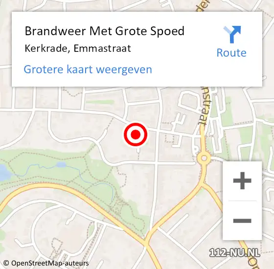 Locatie op kaart van de 112 melding: Brandweer Met Grote Spoed Naar Kerkrade, Emmastraat op 13 februari 2024 00:16