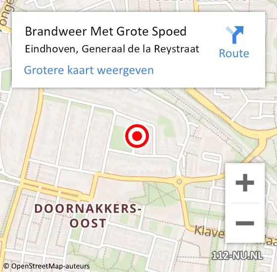 Locatie op kaart van de 112 melding: Brandweer Met Grote Spoed Naar Eindhoven, Generaal de la Reystraat op 13 februari 2024 00:32