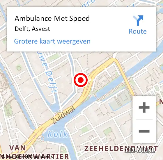 Locatie op kaart van de 112 melding: Ambulance Met Spoed Naar Delft, Asvest op 13 februari 2024 00:42