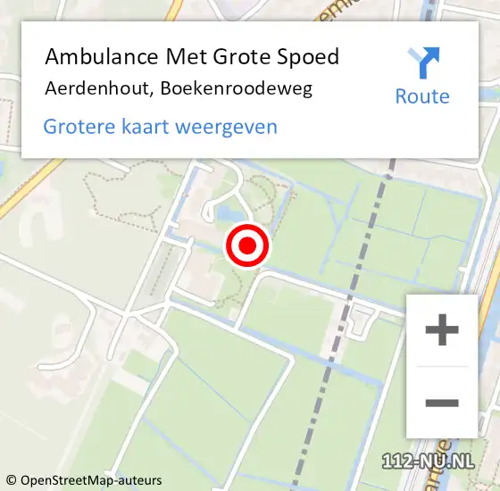 Locatie op kaart van de 112 melding: Ambulance Met Grote Spoed Naar Aerdenhout, Boekenroodeweg op 13 februari 2024 01:36