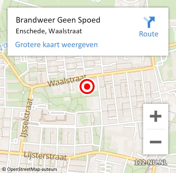 Locatie op kaart van de 112 melding: Brandweer Geen Spoed Naar Enschede, Waalstraat op 13 februari 2024 01:49