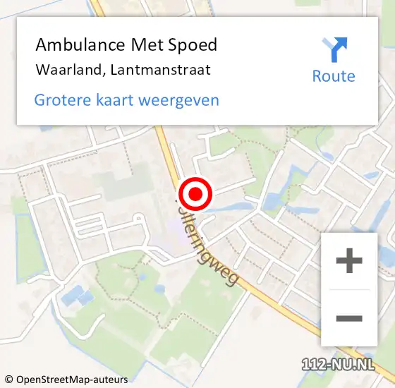 Locatie op kaart van de 112 melding: Ambulance Met Spoed Naar Waarland, Lantmanstraat op 13 februari 2024 01:50