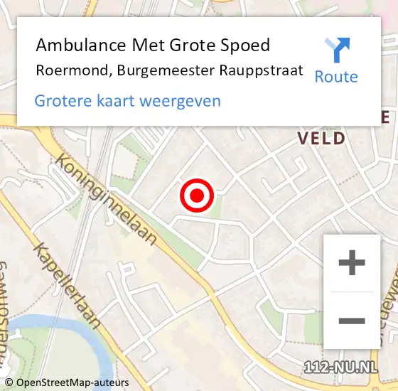 Locatie op kaart van de 112 melding: Ambulance Met Grote Spoed Naar Roermond, Burgemeester Rauppstraat op 13 februari 2024 01:54