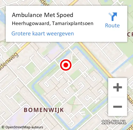 Locatie op kaart van de 112 melding: Ambulance Met Spoed Naar Heerhugowaard, Tamarixplantsoen op 13 februari 2024 02:26