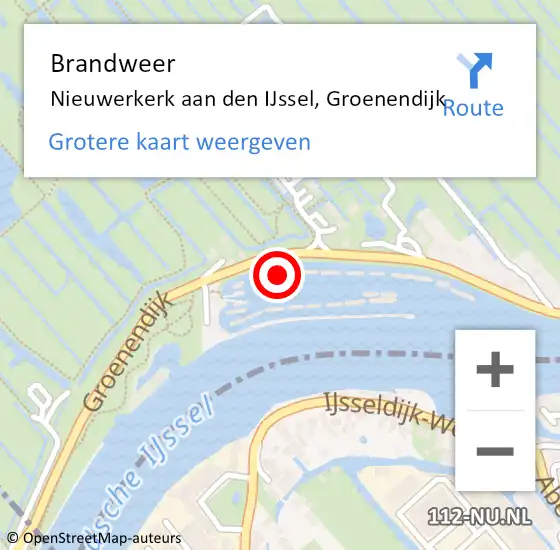 Locatie op kaart van de 112 melding: Brandweer Nieuwerkerk aan den IJssel, Groenendijk op 13 februari 2024 03:10