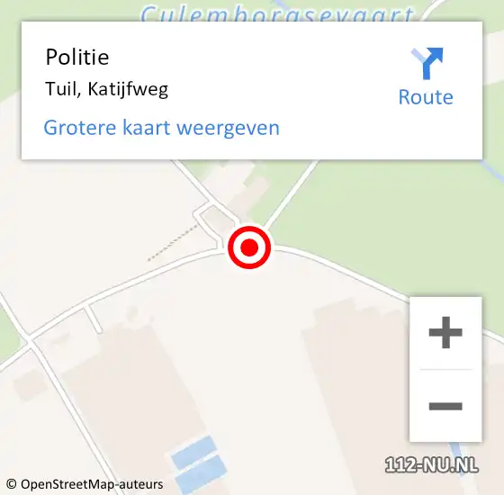 Locatie op kaart van de 112 melding: Politie Tuil, Katijfweg op 25 september 2014 17:01