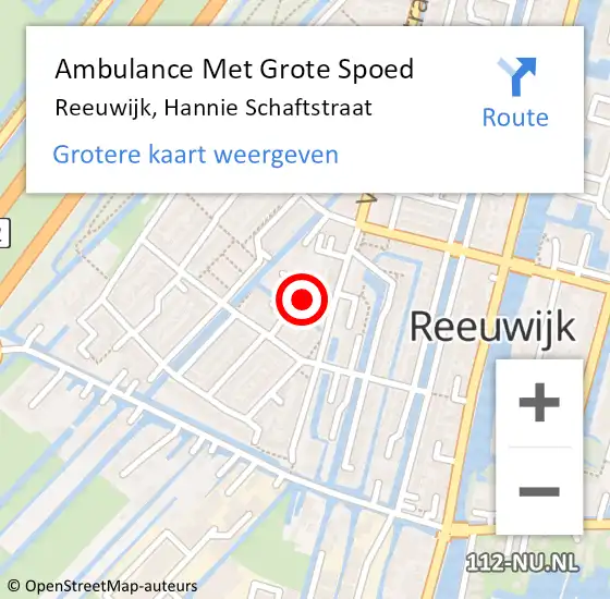 Locatie op kaart van de 112 melding: Ambulance Met Grote Spoed Naar Reeuwijk, Hannie Schaftstraat op 13 februari 2024 04:32