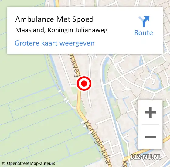 Locatie op kaart van de 112 melding: Ambulance Met Spoed Naar Maasland, Koningin Julianaweg op 13 februari 2024 05:48
