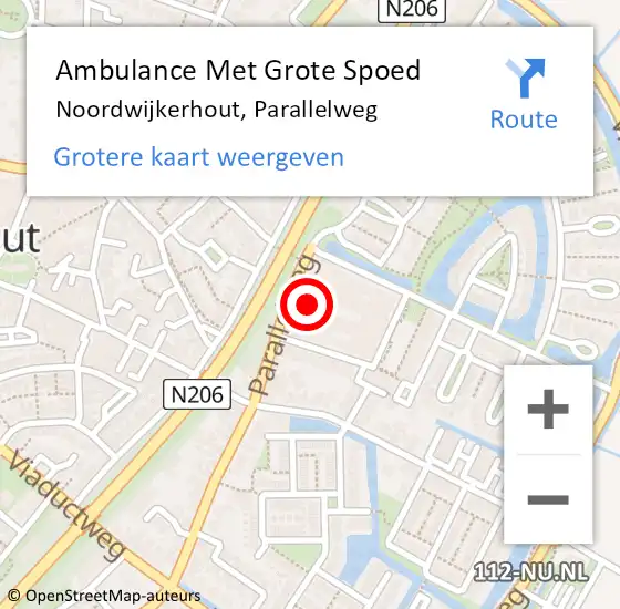 Locatie op kaart van de 112 melding: Ambulance Met Grote Spoed Naar Noordwijkerhout, Parallelweg op 13 februari 2024 05:49