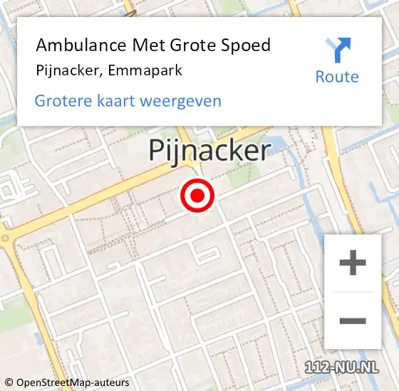 Locatie op kaart van de 112 melding: Ambulance Met Grote Spoed Naar Pijnacker, Emmapark op 13 februari 2024 06:01