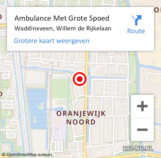 Locatie op kaart van de 112 melding: Ambulance Met Grote Spoed Naar Waddinxveen, Willem de Rijkelaan op 13 februari 2024 06:42