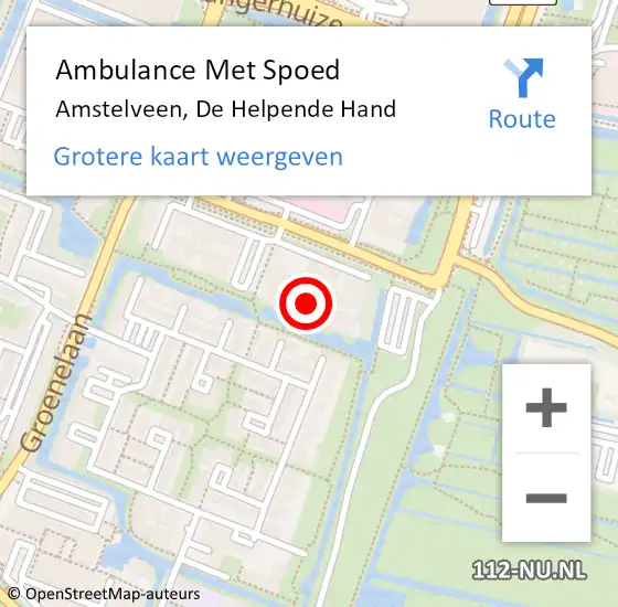 Locatie op kaart van de 112 melding: Ambulance Met Spoed Naar Amstelveen, De Helpende Hand op 13 februari 2024 06:56