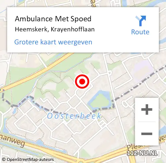 Locatie op kaart van de 112 melding: Ambulance Met Spoed Naar Heemskerk, Krayenhofflaan op 13 februari 2024 06:59