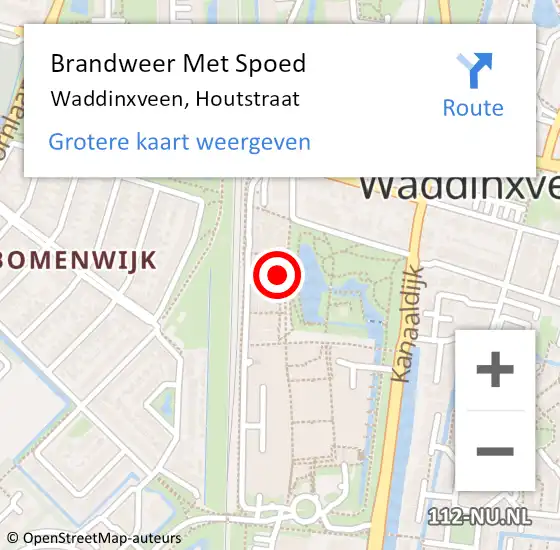 Locatie op kaart van de 112 melding: Brandweer Met Spoed Naar Waddinxveen, Houtstraat op 13 februari 2024 06:59