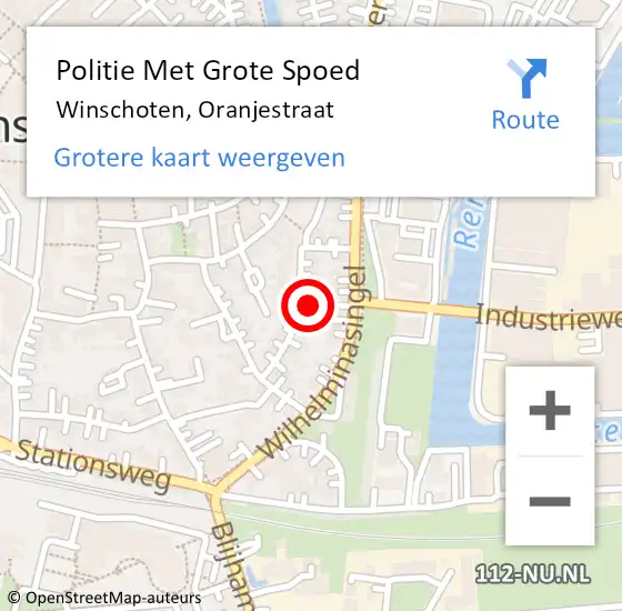 Locatie op kaart van de 112 melding: Politie Met Grote Spoed Naar Winschoten, Oranjestraat op 13 februari 2024 07:04