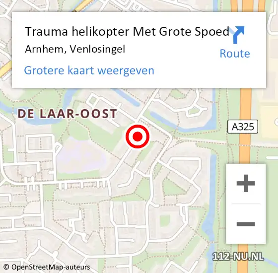 Locatie op kaart van de 112 melding: Trauma helikopter Met Grote Spoed Naar Arnhem, Venlosingel op 13 februari 2024 07:24