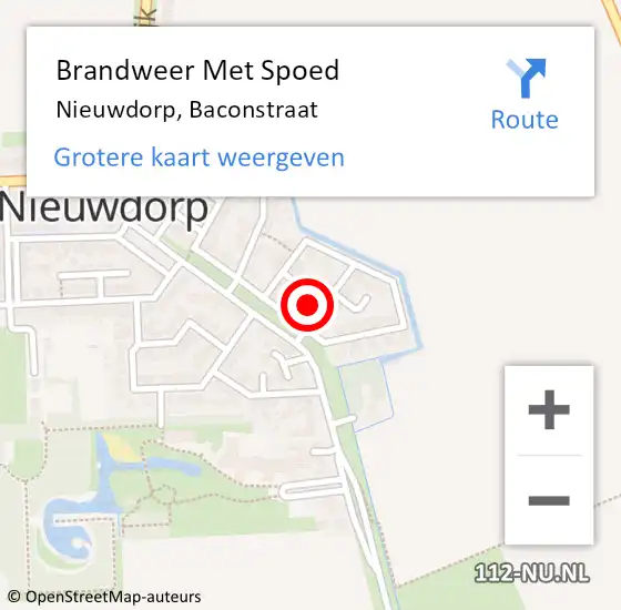 Locatie op kaart van de 112 melding: Brandweer Met Spoed Naar Nieuwdorp, Baconstraat op 13 februari 2024 07:53