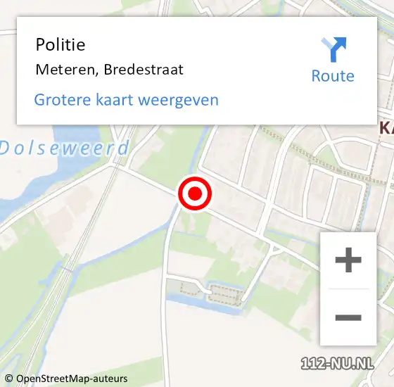 Locatie op kaart van de 112 melding: Politie Meteren, Bredestraat op 13 februari 2024 08:19