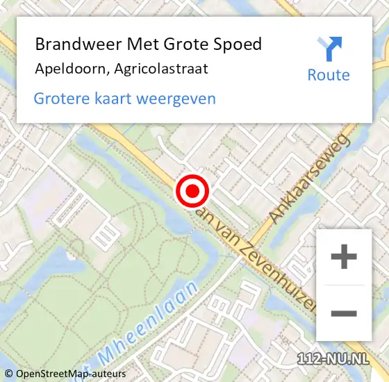 Locatie op kaart van de 112 melding: Brandweer Met Grote Spoed Naar Apeldoorn, Agricolastraat op 13 februari 2024 08:30