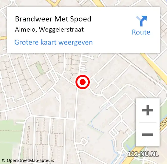 Locatie op kaart van de 112 melding: Brandweer Met Spoed Naar Almelo, Weggelerstraat op 13 februari 2024 08:37