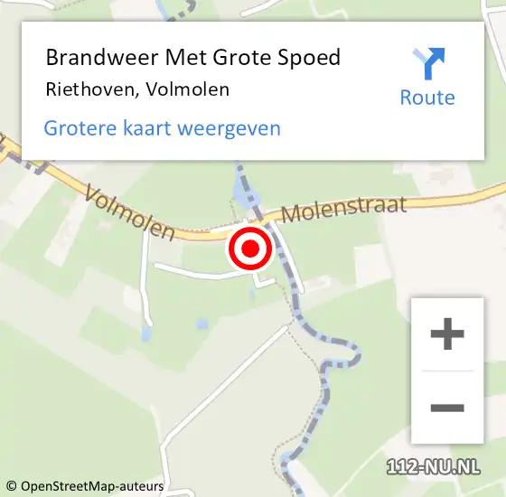 Locatie op kaart van de 112 melding: Brandweer Met Grote Spoed Naar Riethoven, Volmolen op 13 februari 2024 09:12