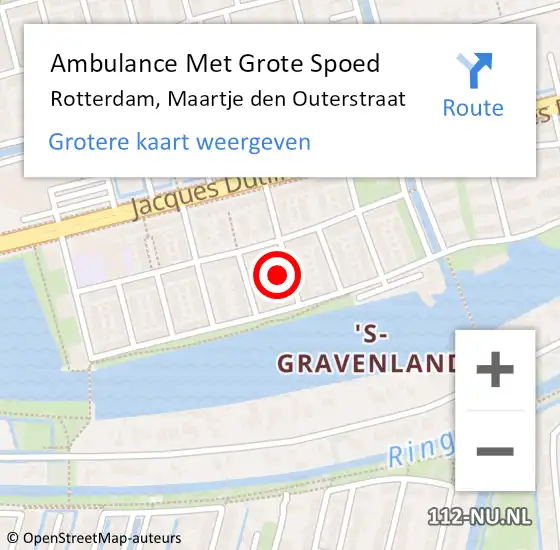 Locatie op kaart van de 112 melding: Ambulance Met Grote Spoed Naar Rotterdam, Maartje den Outerstraat op 13 februari 2024 09:32