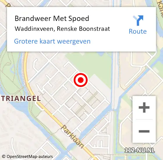 Locatie op kaart van de 112 melding: Brandweer Met Spoed Naar Waddinxveen, Renske Boonstraat op 13 februari 2024 09:52