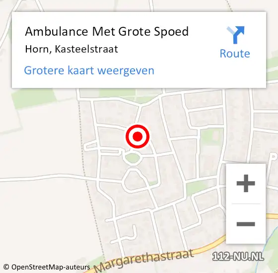 Locatie op kaart van de 112 melding: Ambulance Met Grote Spoed Naar Horn, Kasteelstraat op 13 februari 2024 09:59