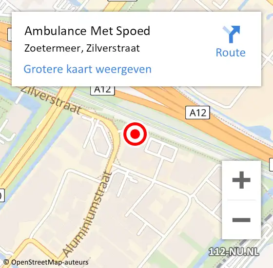 Locatie op kaart van de 112 melding: Ambulance Met Spoed Naar Zoetermeer, Zilverstraat op 13 februari 2024 10:01