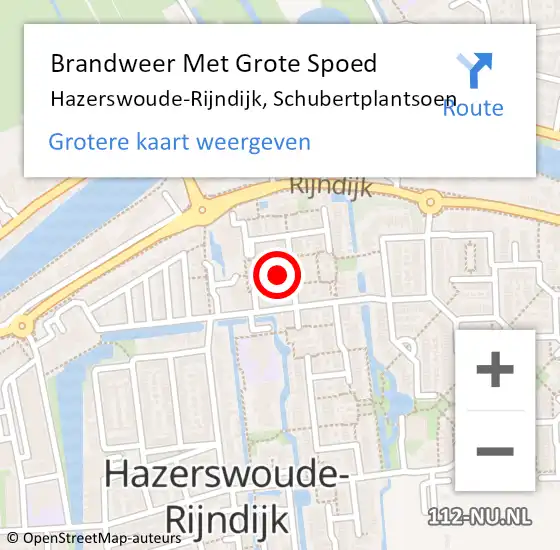 Locatie op kaart van de 112 melding: Brandweer Met Grote Spoed Naar Hazerswoude-Rijndijk, Schubertplantsoen op 13 februari 2024 10:09