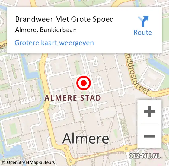 Locatie op kaart van de 112 melding: Brandweer Met Grote Spoed Naar Almere, Bankierbaan op 13 februari 2024 10:43