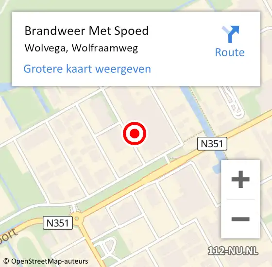 Locatie op kaart van de 112 melding: Brandweer Met Spoed Naar Wolvega, Wolfraamweg op 13 februari 2024 10:53