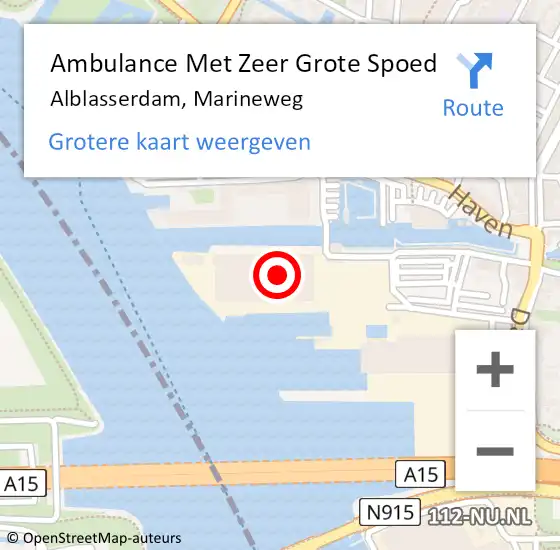 Locatie op kaart van de 112 melding: Ambulance Met Zeer Grote Spoed Naar Alblasserdam, Marineweg op 13 februari 2024 10:56