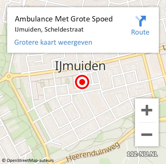 Locatie op kaart van de 112 melding: Ambulance Met Grote Spoed Naar IJmuiden, Scheldestraat op 13 februari 2024 11:13