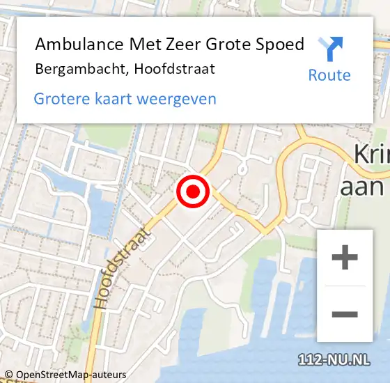 Locatie op kaart van de 112 melding: Ambulance Met Zeer Grote Spoed Naar Bergambacht, Hoofdstraat op 13 februari 2024 11:30
