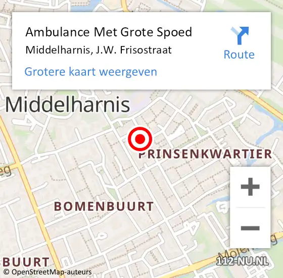 Locatie op kaart van de 112 melding: Ambulance Met Grote Spoed Naar Middelharnis, J.W. Frisostraat op 13 februari 2024 11:54