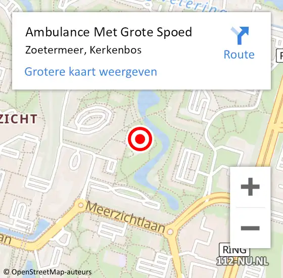 Locatie op kaart van de 112 melding: Ambulance Met Grote Spoed Naar Zoetermeer, Kerkenbos op 13 februari 2024 11:55