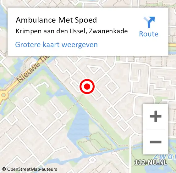 Locatie op kaart van de 112 melding: Ambulance Met Spoed Naar Krimpen aan den IJssel, Zwanenkade op 13 februari 2024 12:17