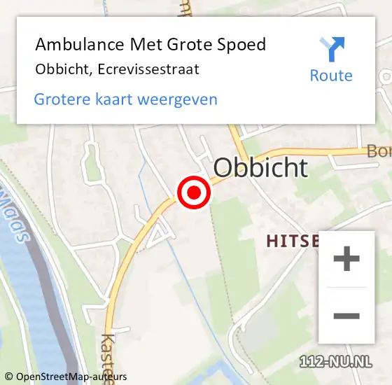 Locatie op kaart van de 112 melding: Ambulance Met Grote Spoed Naar Obbicht, Ecrevissestraat op 25 september 2014 17:47