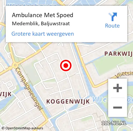 Locatie op kaart van de 112 melding: Ambulance Met Spoed Naar Medemblik, Baljuwstraat op 13 februari 2024 12:32