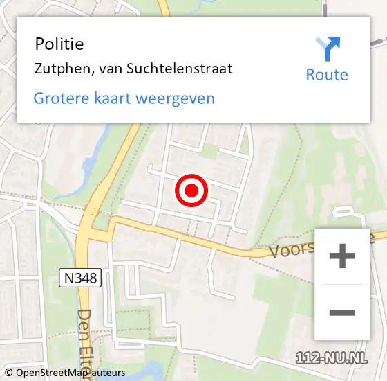 Locatie op kaart van de 112 melding: Politie Zutphen, van Suchtelenstraat op 13 februari 2024 12:34