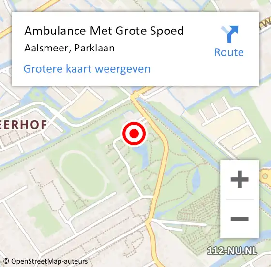 Locatie op kaart van de 112 melding: Ambulance Met Grote Spoed Naar Aalsmeer, Parklaan op 13 februari 2024 12:45