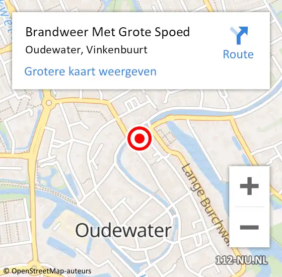 Locatie op kaart van de 112 melding: Brandweer Met Grote Spoed Naar Oudewater, Vinkenbuurt op 13 februari 2024 12:57